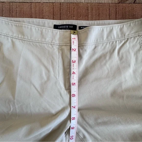 Lafayette 148 NY MANHATTAN Cigarette Ankle Pants Cream Size 6